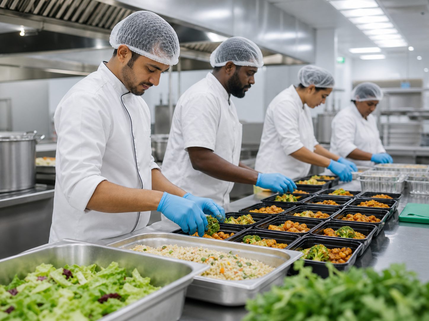 Tasty Eats Catering Services team preparing meals in Dubai